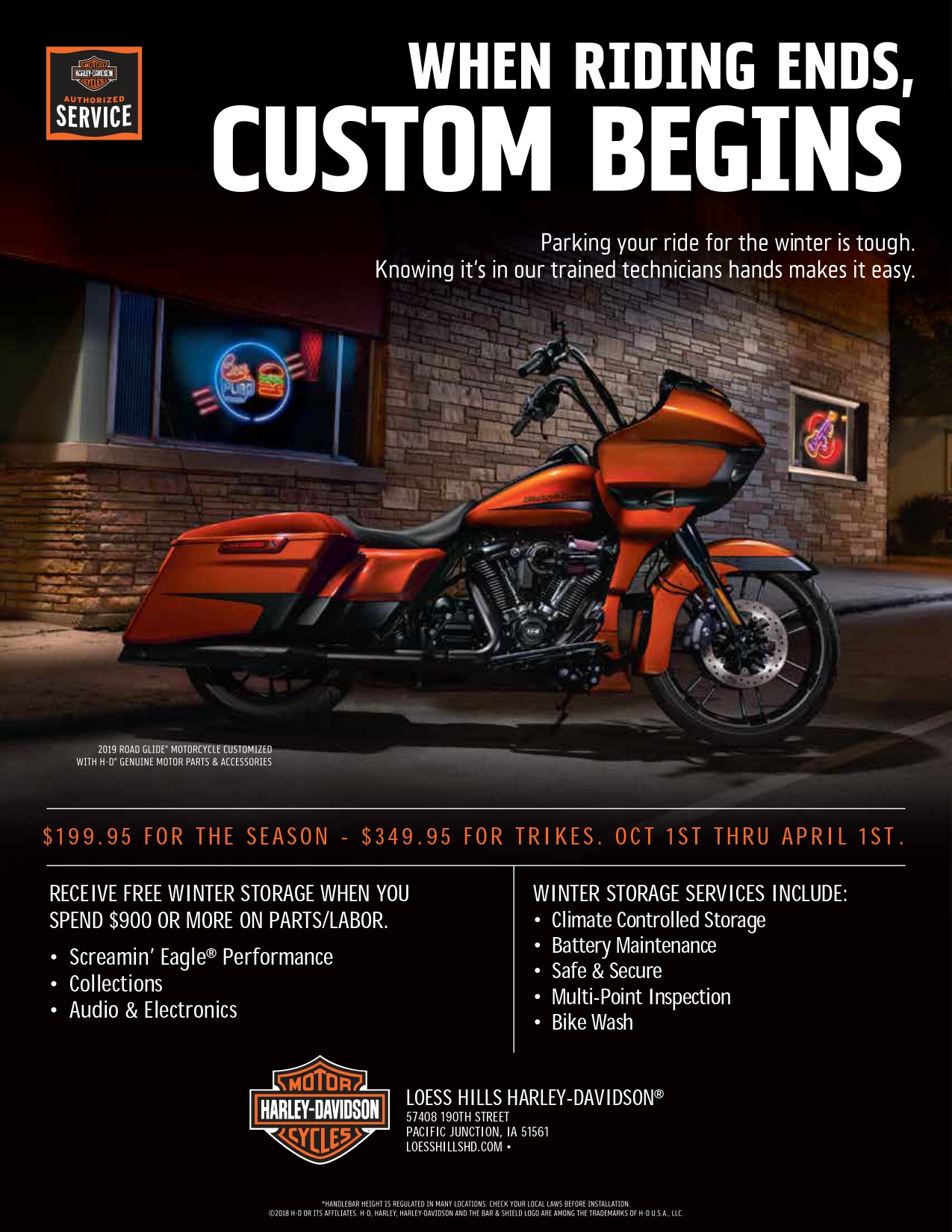 Winter Storage | Loess Hills Harley-Davidson® | Pacific Junction Iowa